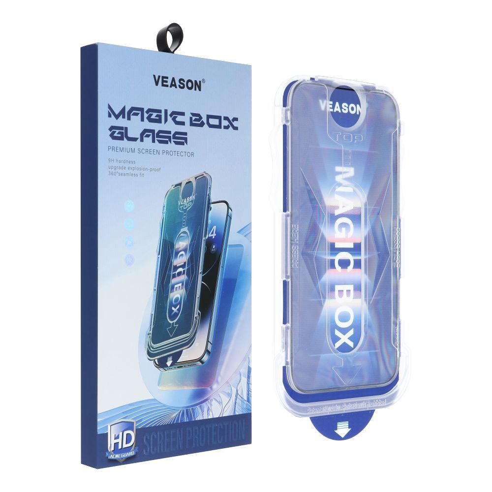 Screen Protector Veason PRO for Apple iPhone 15, Glass Shielded, Full Glue, 6D, Black 